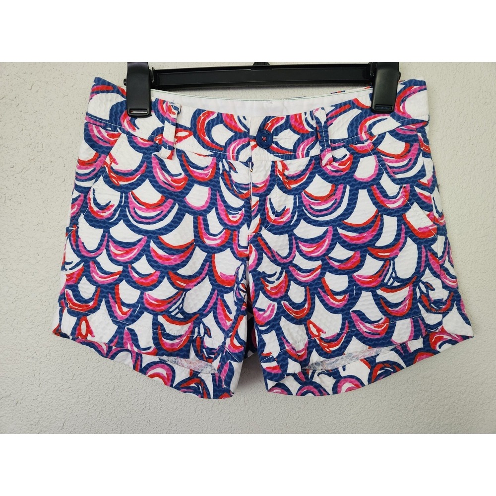 Lilly‎ Pulitzer Callahan Shorts Resort White Gillty Red Blue Pink Textured 00